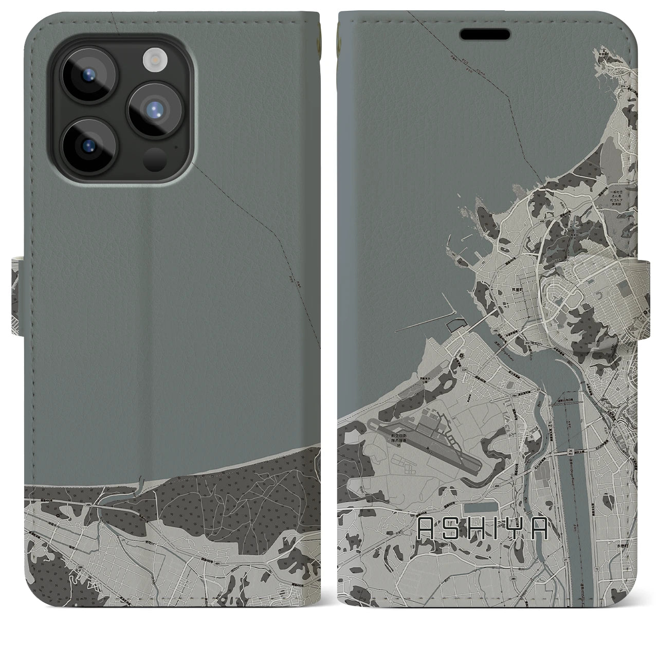 【芦屋(福岡県)】地図柄iPhoneケース(手帳タイプ)