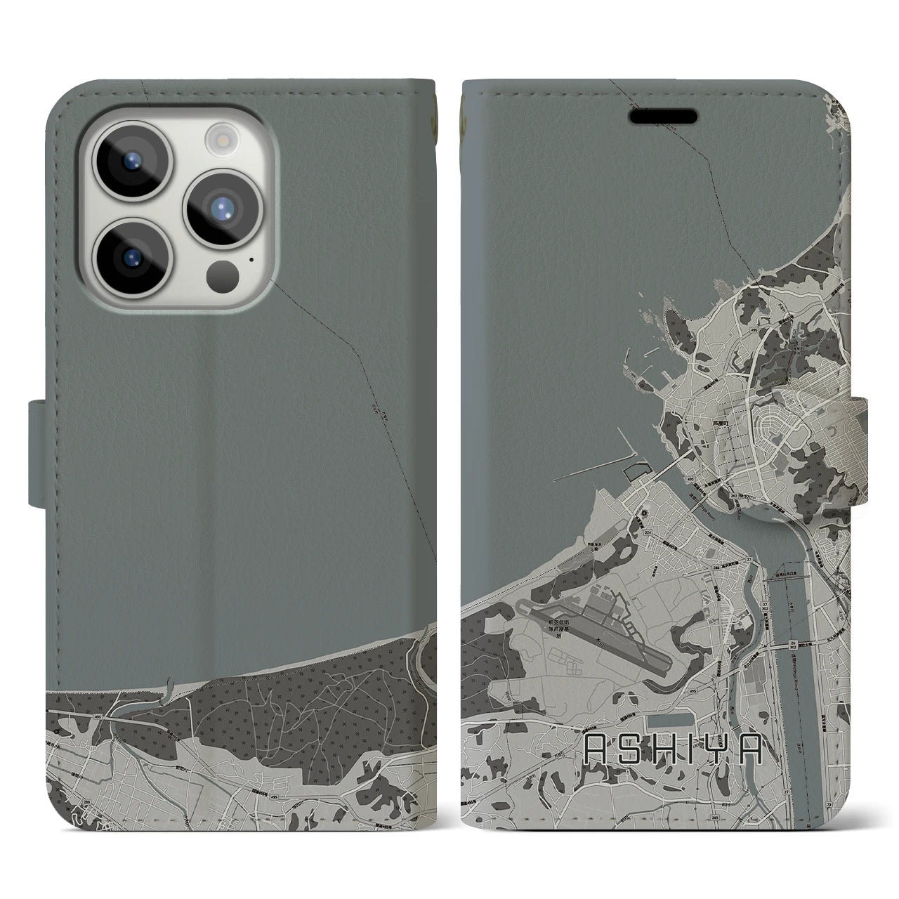 【芦屋(福岡県)】地図柄iPhoneケース(手帳タイプ)