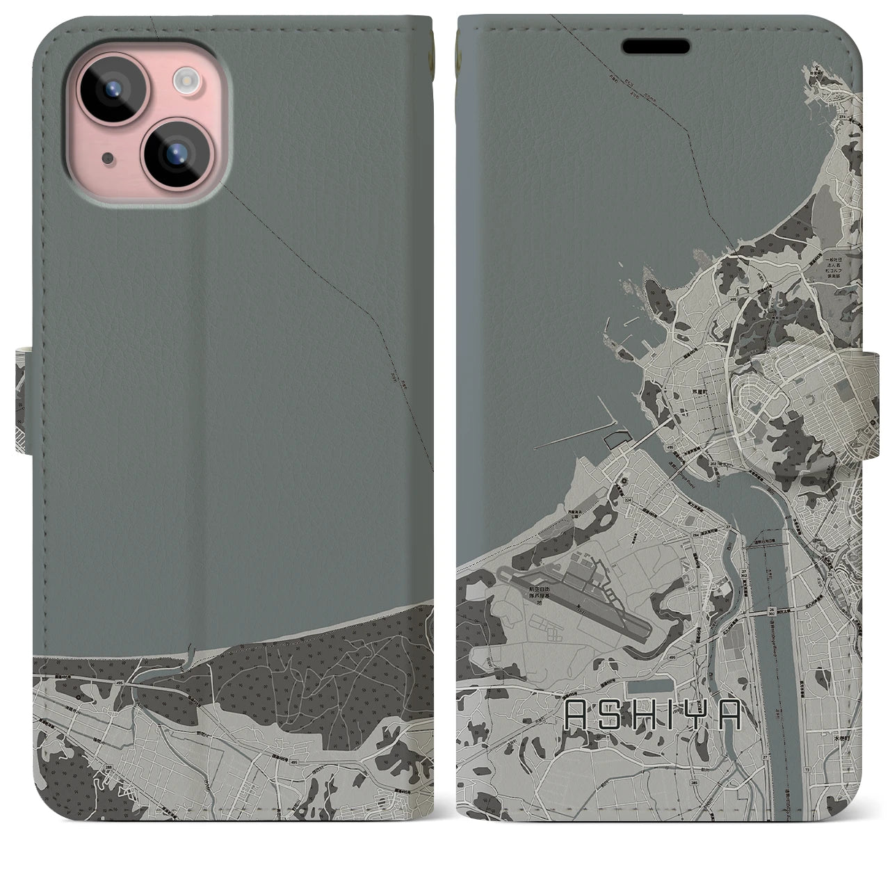 【芦屋(福岡県)】地図柄iPhoneケース(手帳タイプ)