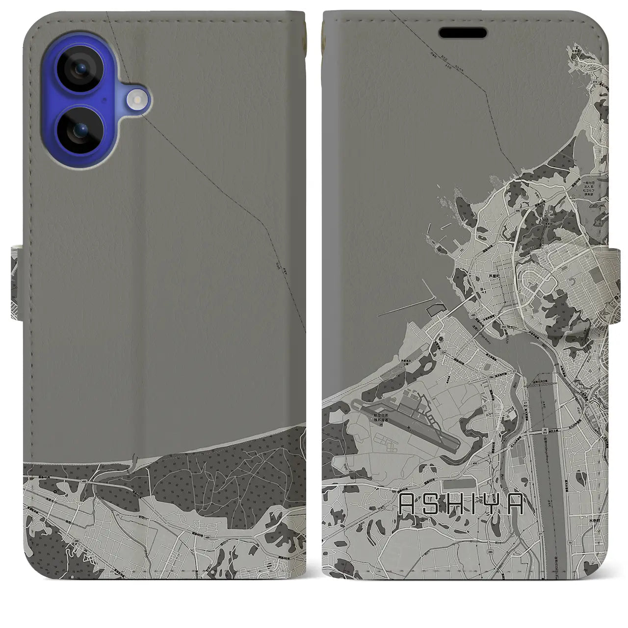 【芦屋(福岡県)】地図柄iPhoneケース(手帳タイプ)