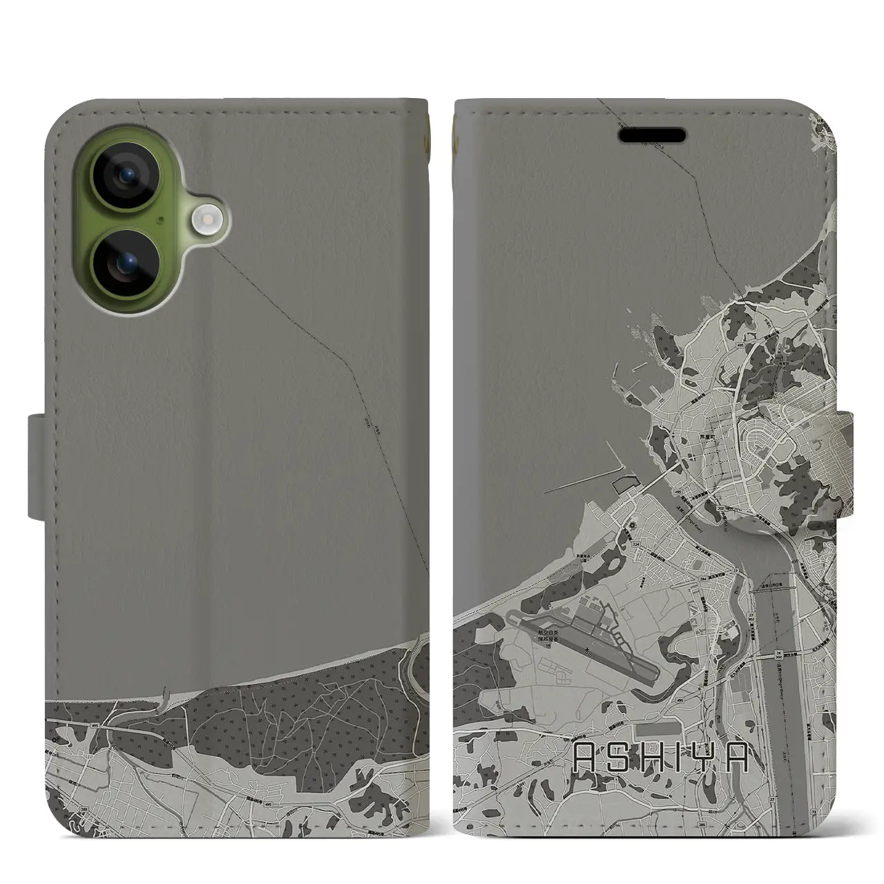 【芦屋(福岡県)】地図柄iPhoneケース(手帳タイプ)