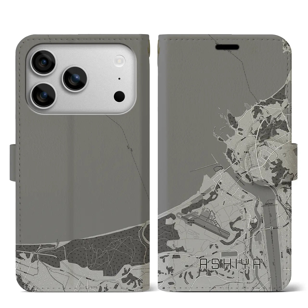 【芦屋(福岡県)】地図柄iPhoneケース(手帳タイプ)