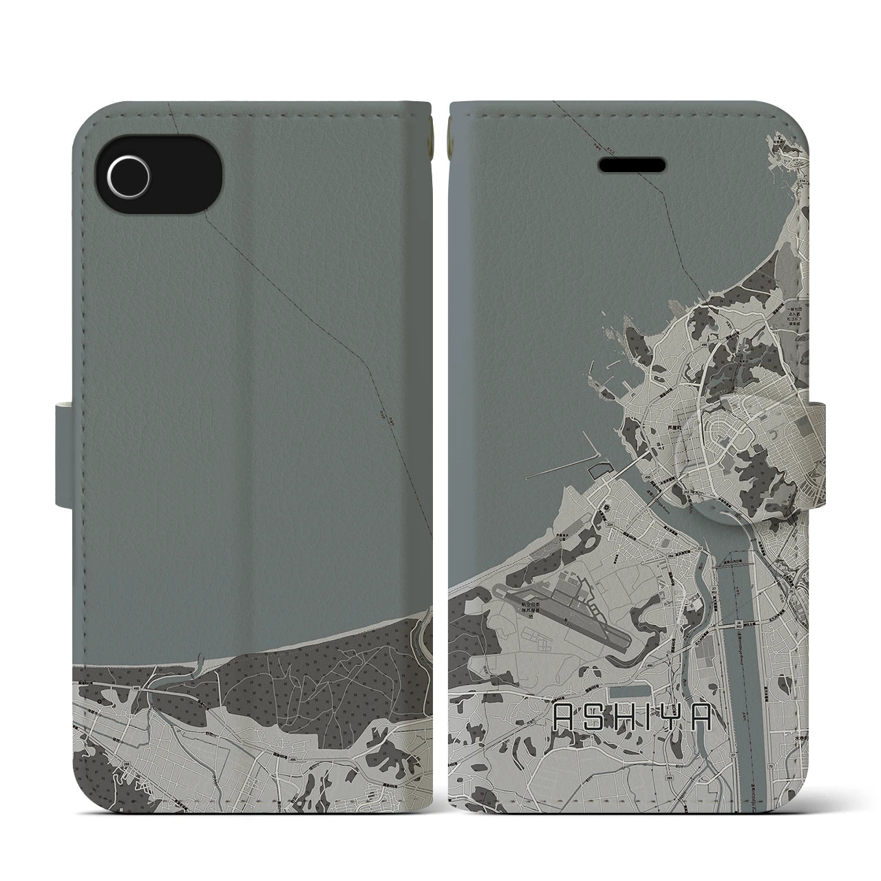 【芦屋(福岡県)】地図柄iPhoneケース(手帳タイプ)