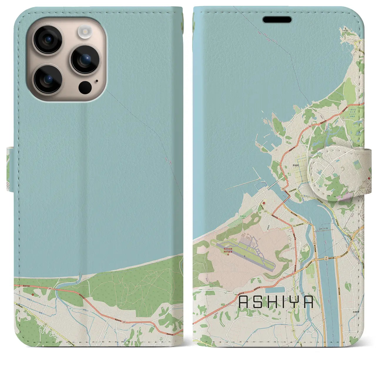 【芦屋(福岡県)】地図柄iPhoneケース(手帳タイプ)ナチュラル・iPhone 16 Plus 用