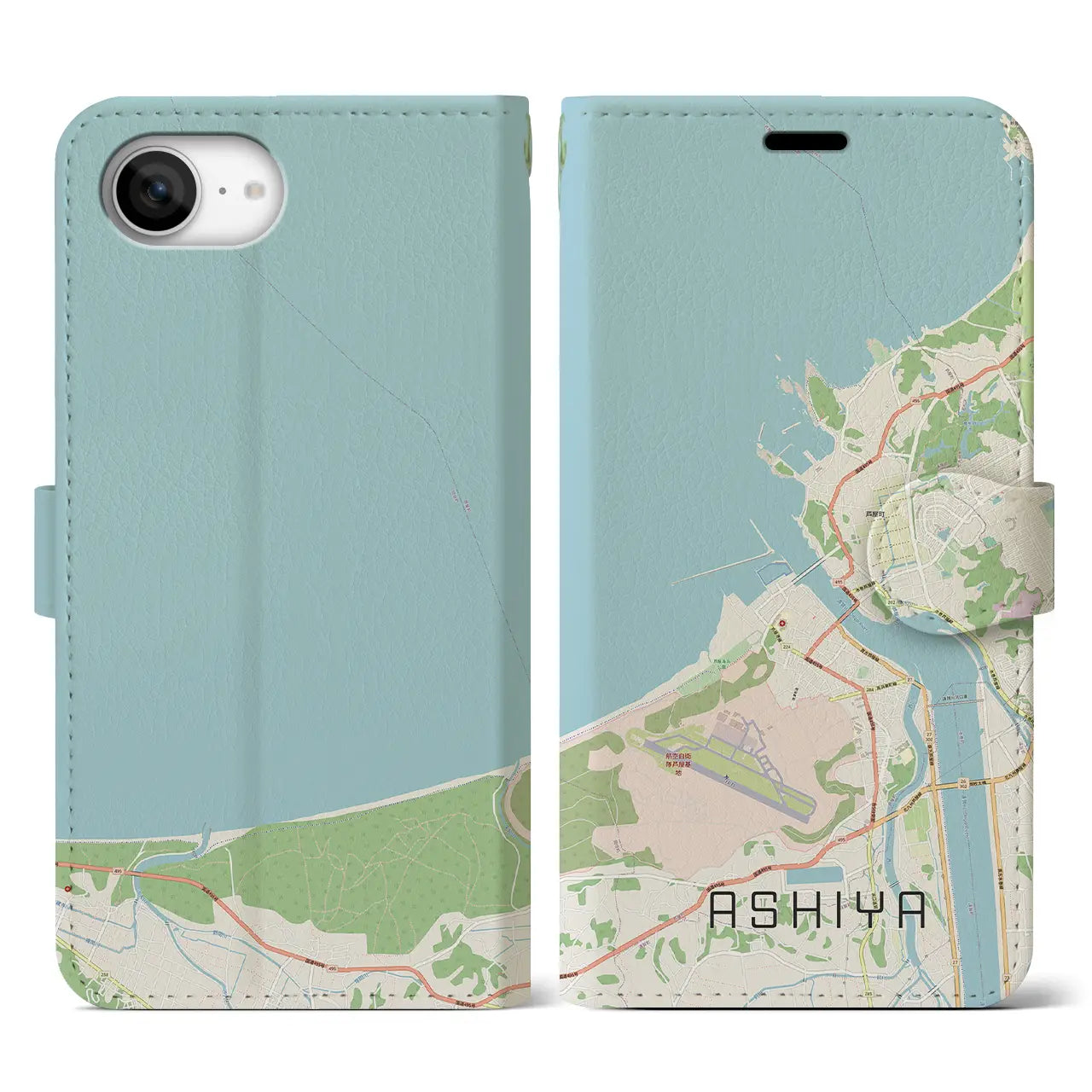 【芦屋(福岡県)】地図柄iPhoneケース(手帳タイプ)