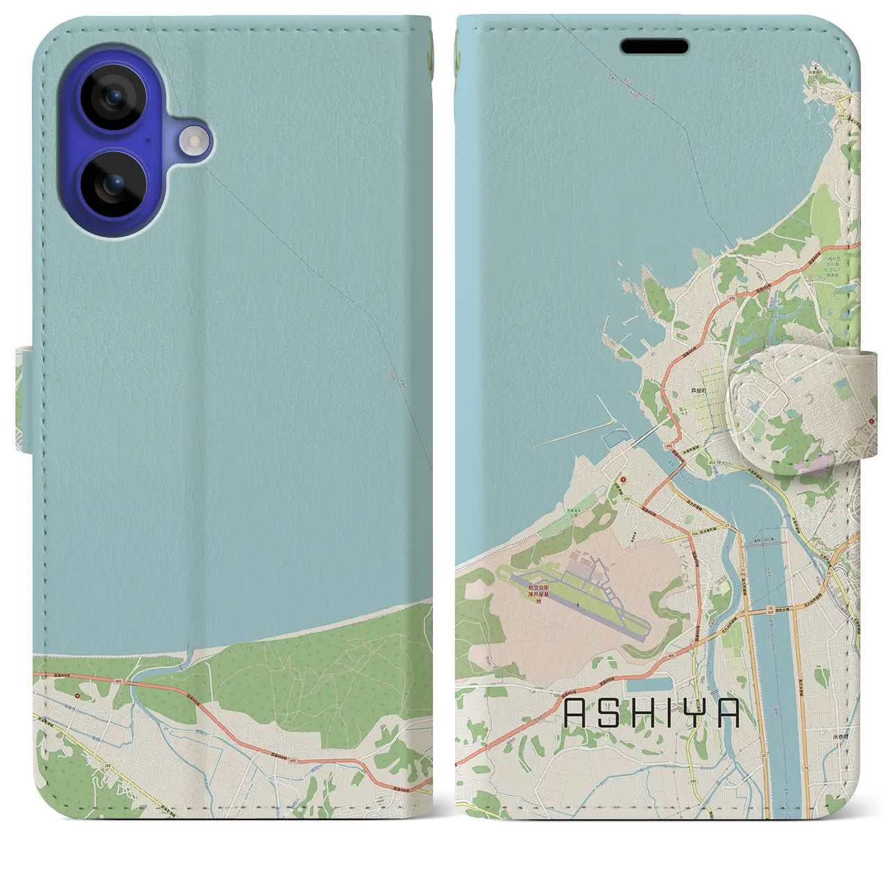 【芦屋(福岡県)】地図柄iPhoneケース(手帳タイプ)ナチュラル・iPhone 16 Pro Max 用