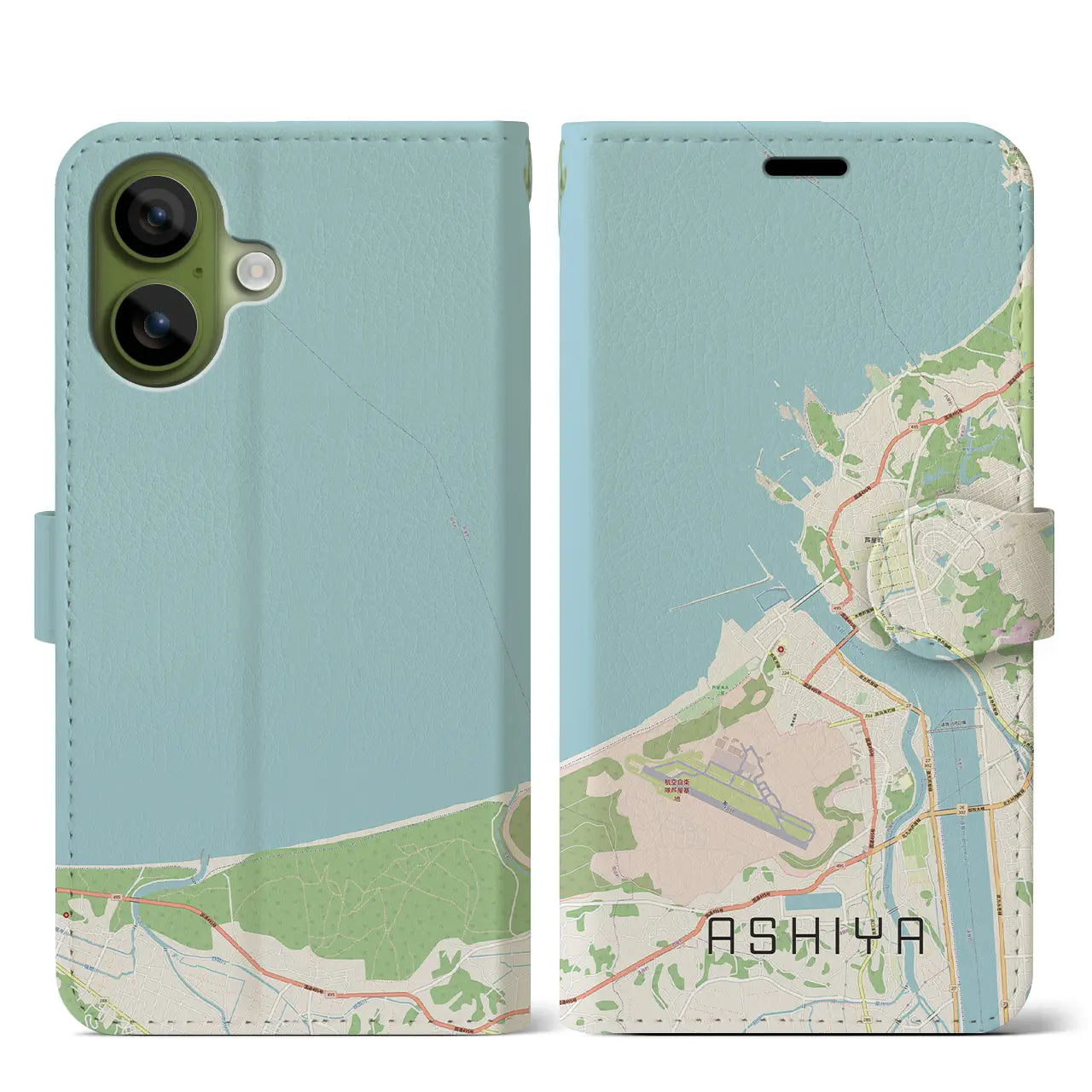 【芦屋(福岡県)】地図柄iPhoneケース(手帳タイプ)ナチュラル・iPhone 17 Pro Max 用