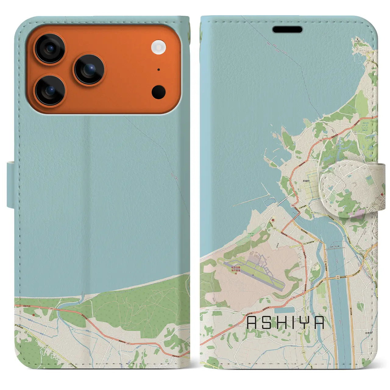 【芦屋(福岡県)】地図柄iPhoneケース(手帳タイプ)モノトーン・iPhone 17 Pro Max 用