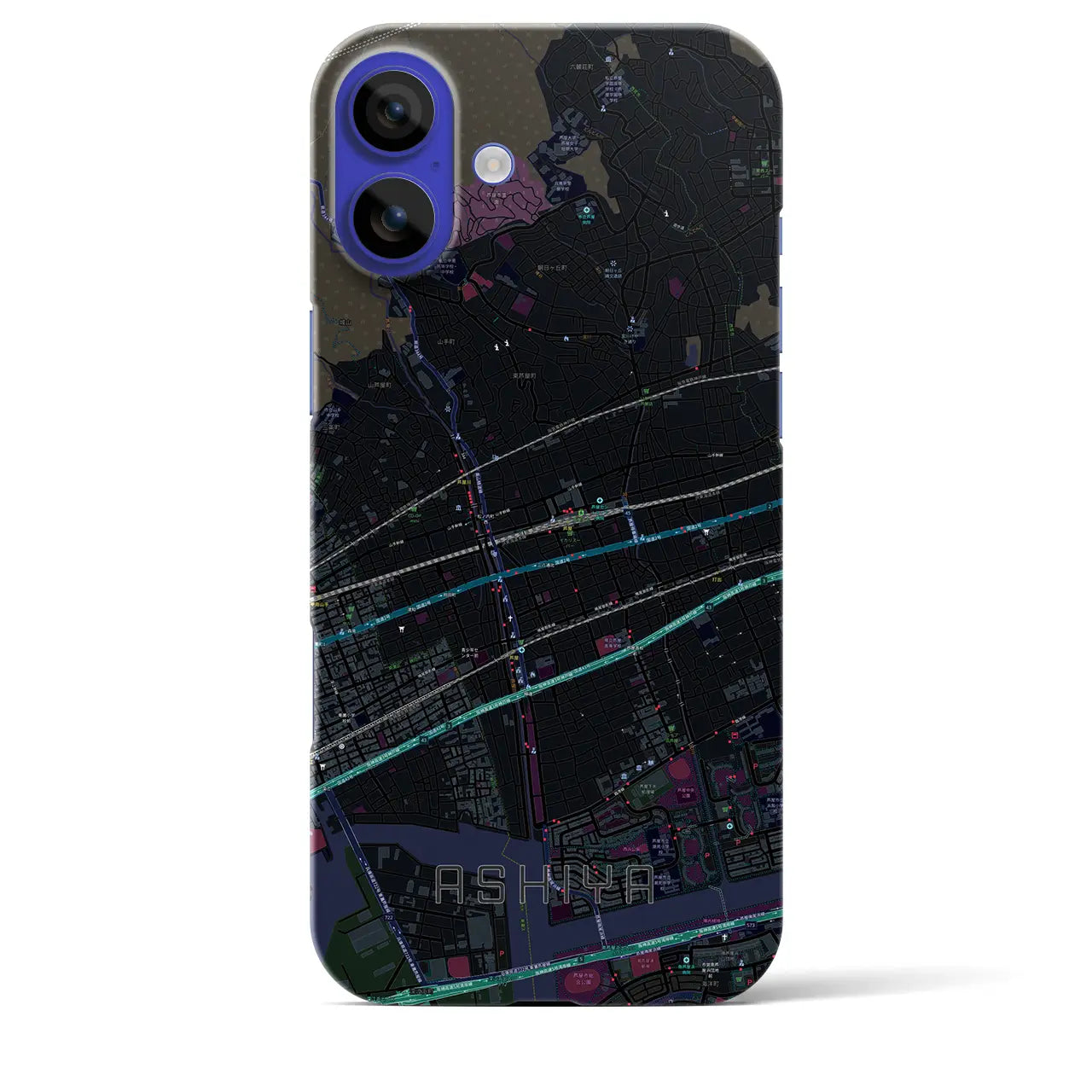 【芦屋(兵庫県)】地図柄iPhoneケース(バックカバータイプ)