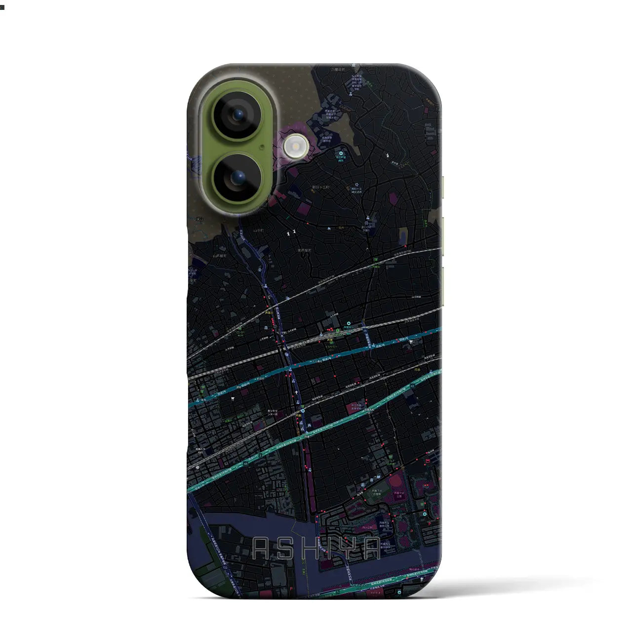 【芦屋(兵庫県)】地図柄iPhoneケース(バックカバータイプ)