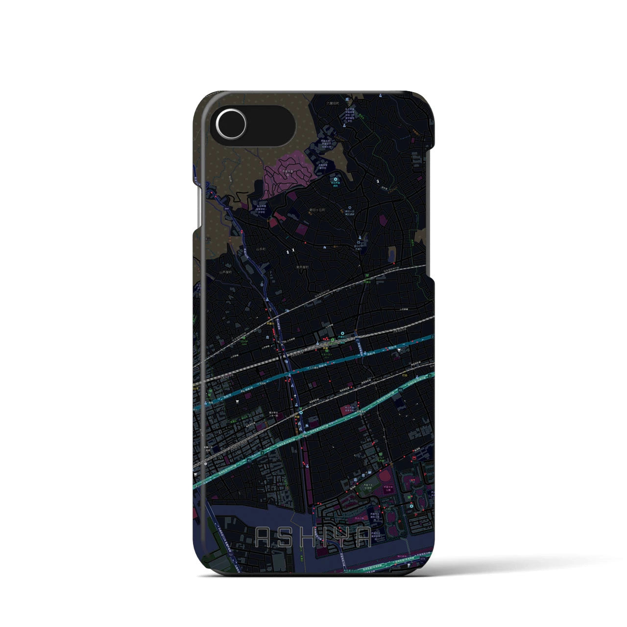 【芦屋(兵庫県)】地図柄iPhoneケース(バックカバータイプ)