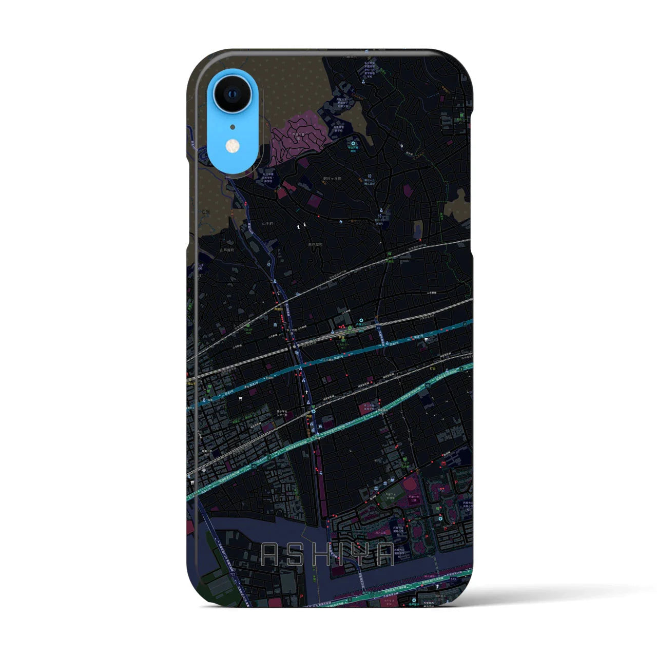 【芦屋(兵庫県)】地図柄iPhoneケース(バックカバータイプ)