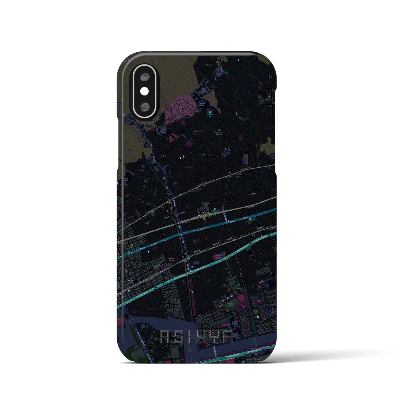 【芦屋(兵庫県)】地図柄iPhoneケース(バックカバータイプ)