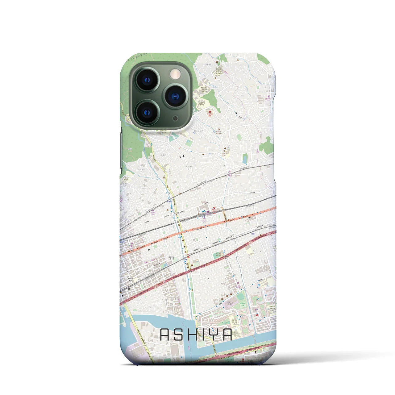 【芦屋(兵庫県)】地図柄iPhoneケース(バックカバータイプ)