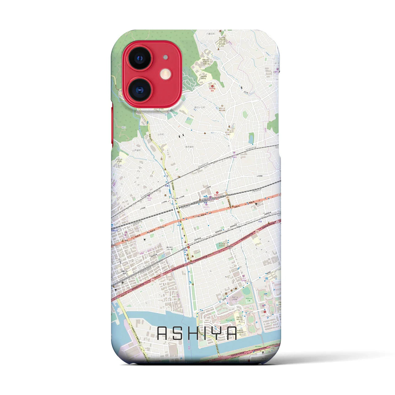 【芦屋(兵庫県)】地図柄iPhoneケース(バックカバータイプ)