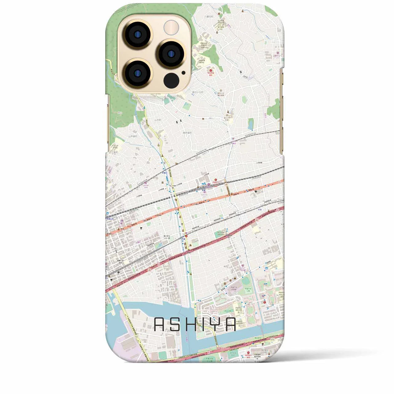 【芦屋(兵庫県)】地図柄iPhoneケース(バックカバータイプ)