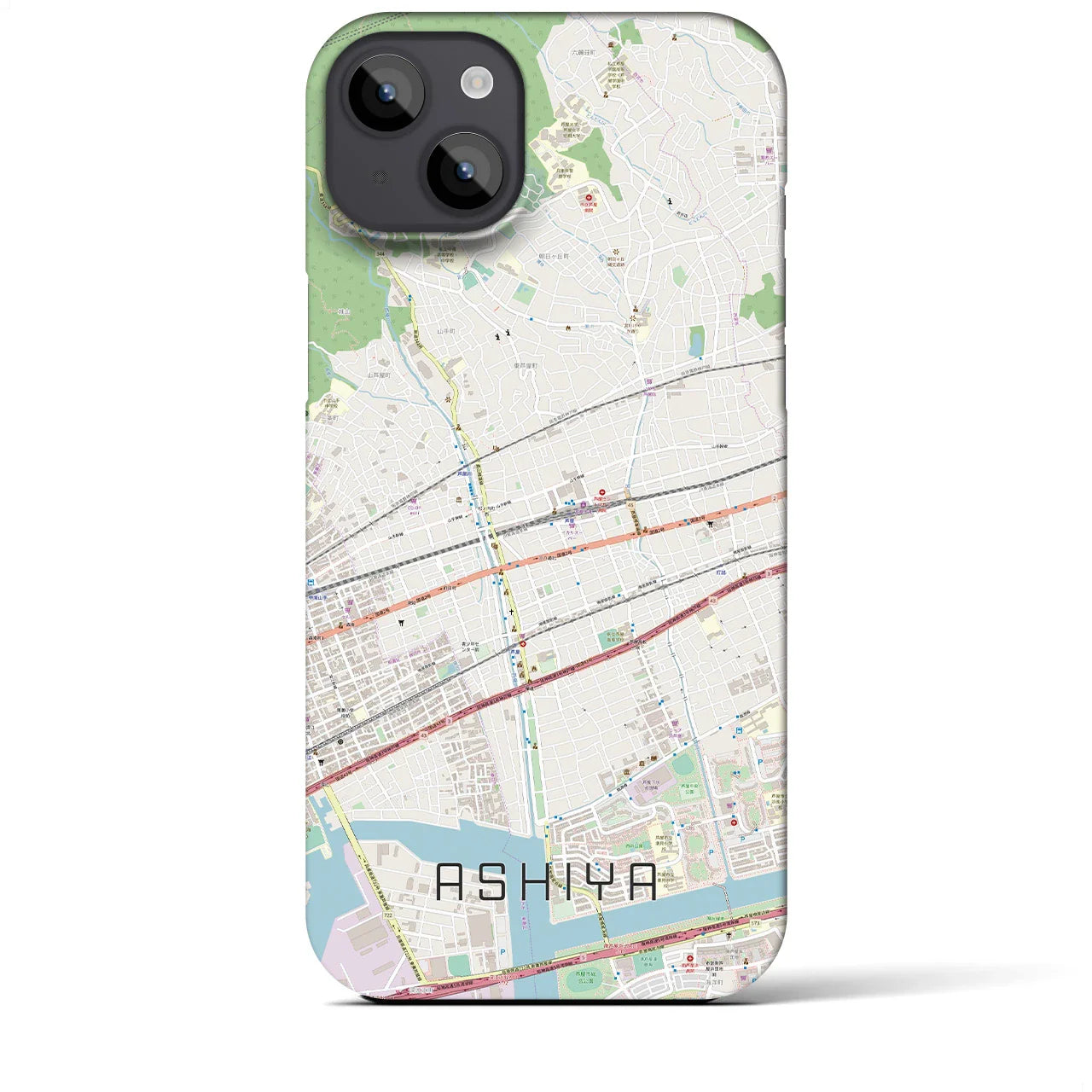 【芦屋(兵庫県)】地図柄iPhoneケース(バックカバータイプ)