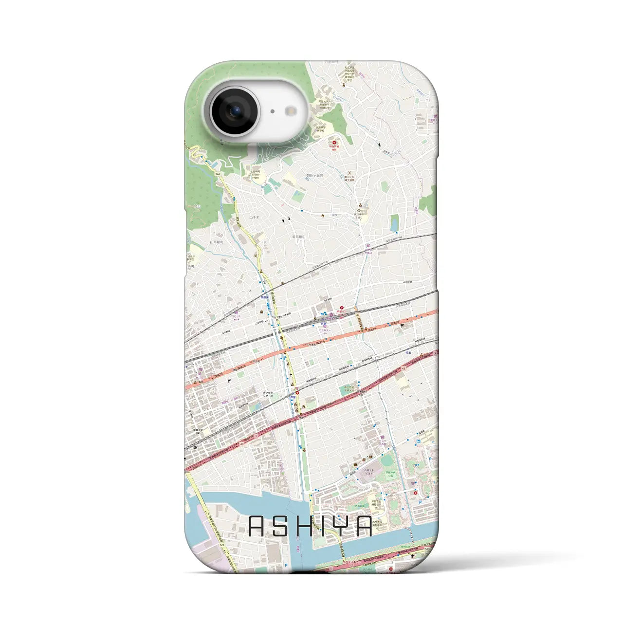 【芦屋(兵庫県)】地図柄iPhoneケース(バックカバータイプ)