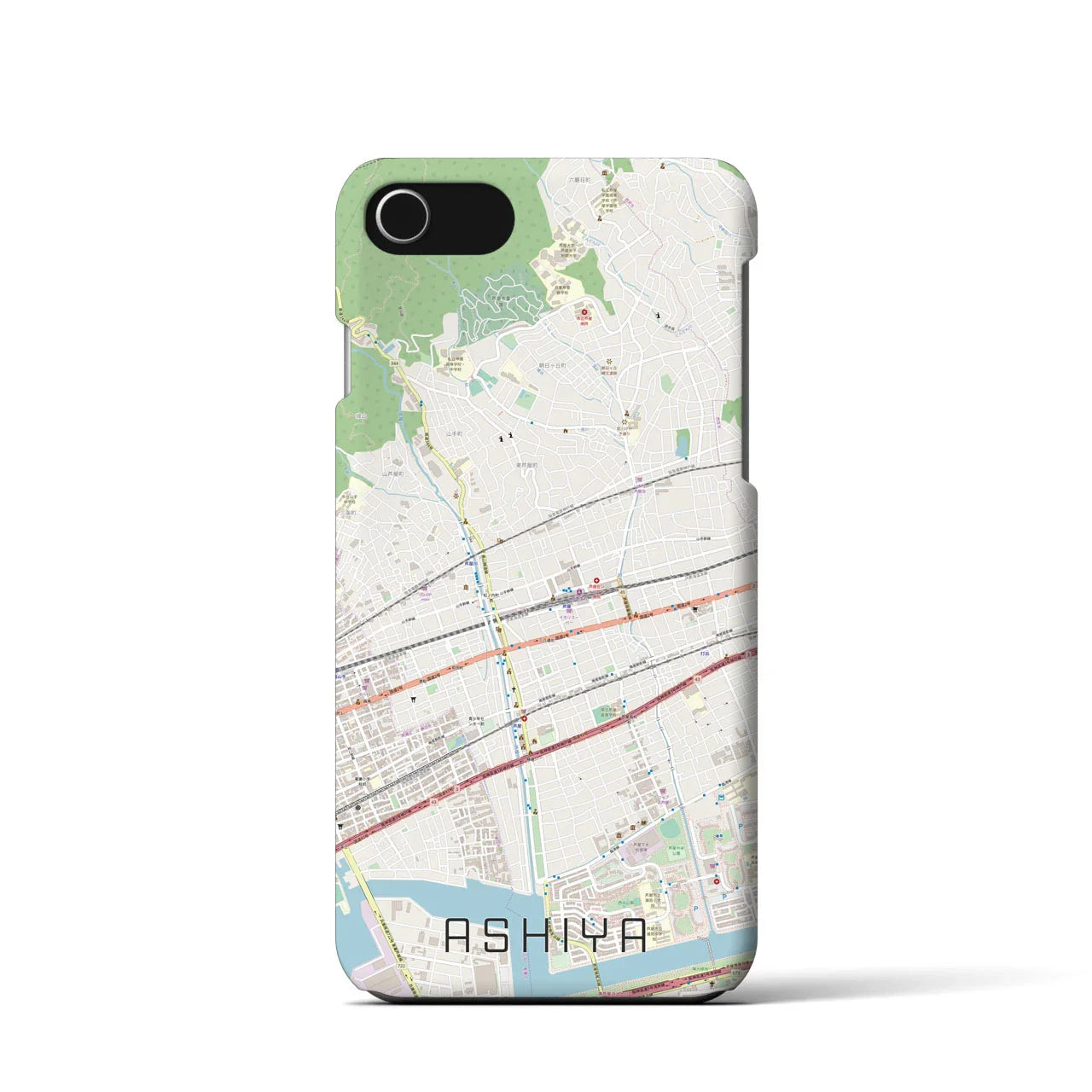 【芦屋(兵庫県)】地図柄iPhoneケース(バックカバータイプ)