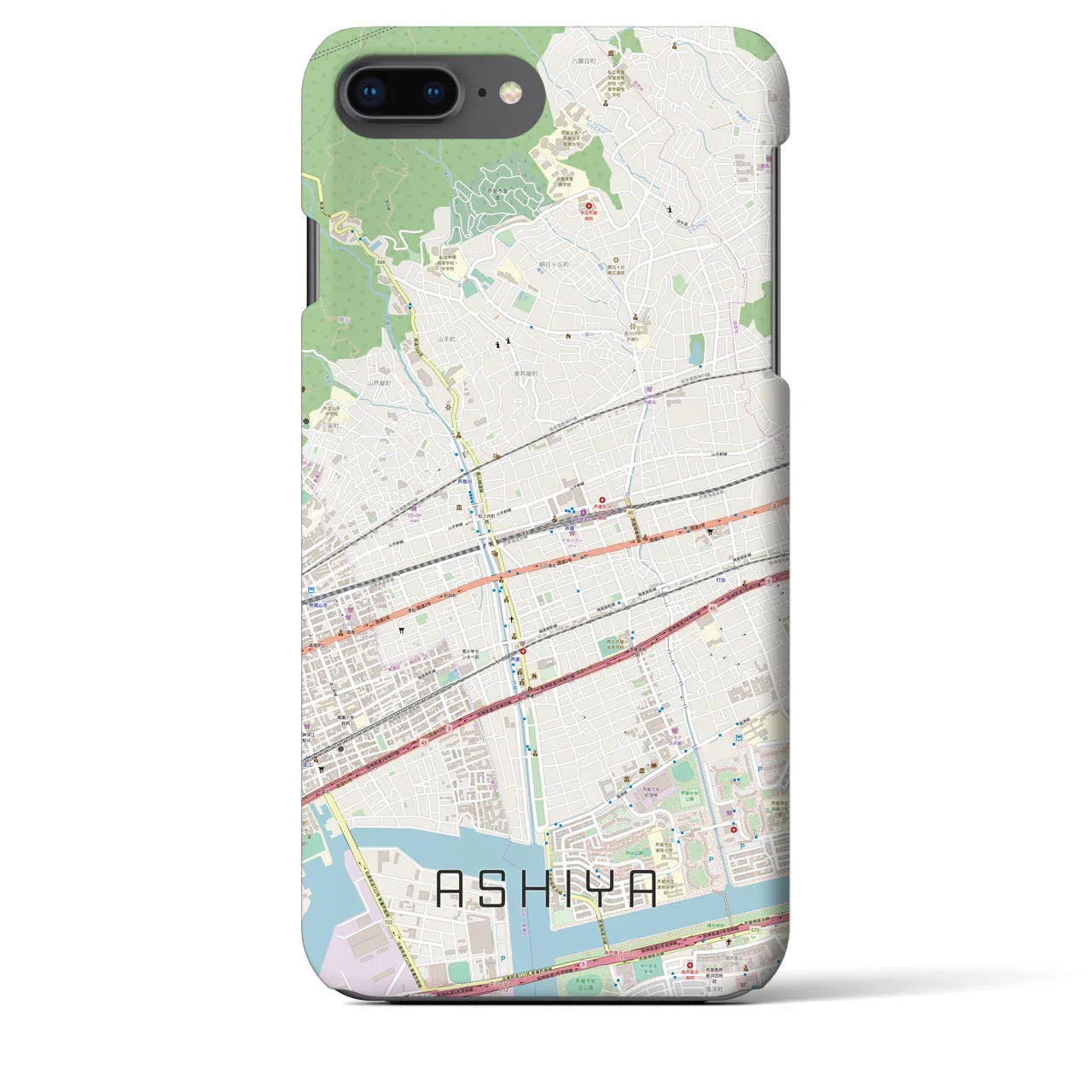 【芦屋(兵庫県)】地図柄iPhoneケース(バックカバータイプ)