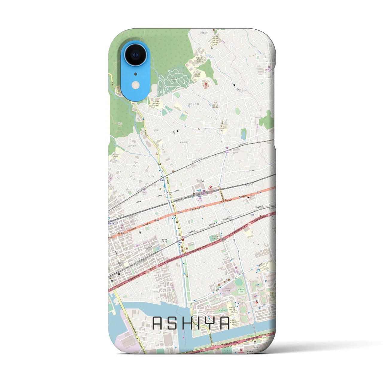 【芦屋(兵庫県)】地図柄iPhoneケース(バックカバータイプ)