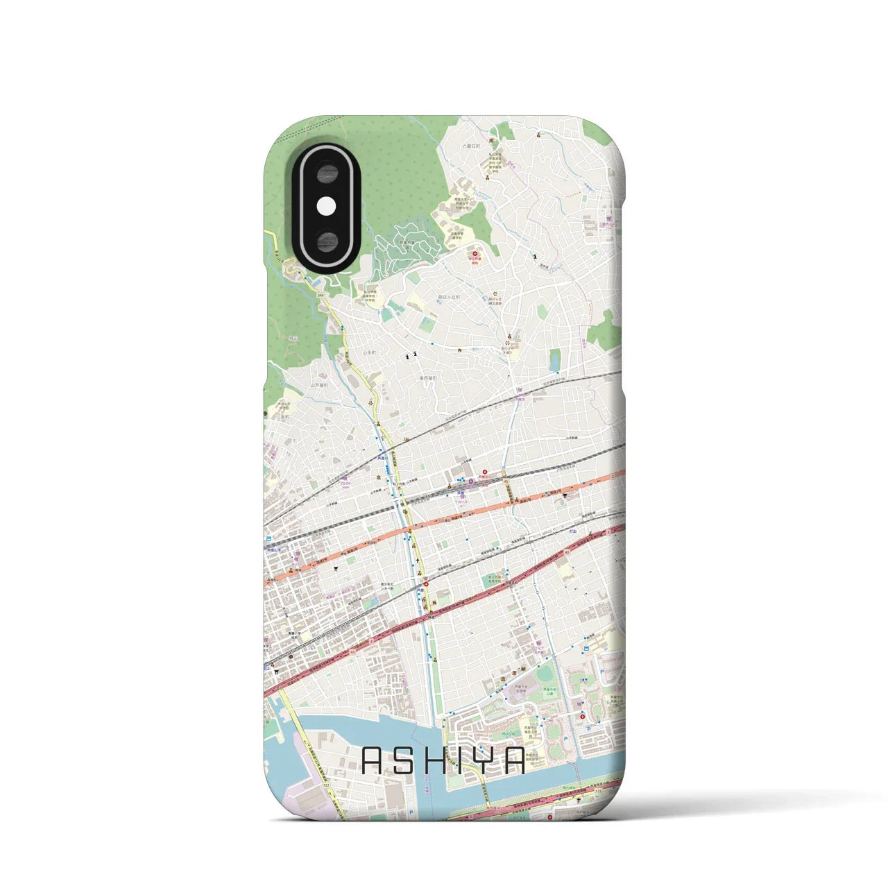 【芦屋(兵庫県)】地図柄iPhoneケース(バックカバータイプ)