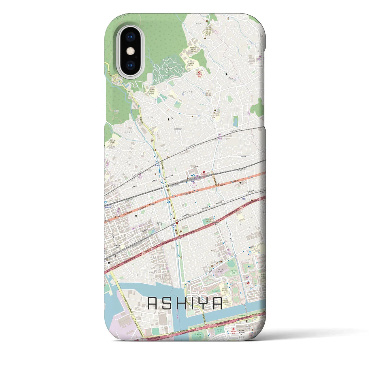 【芦屋(兵庫県)】地図柄iPhoneケース(バックカバータイプ)