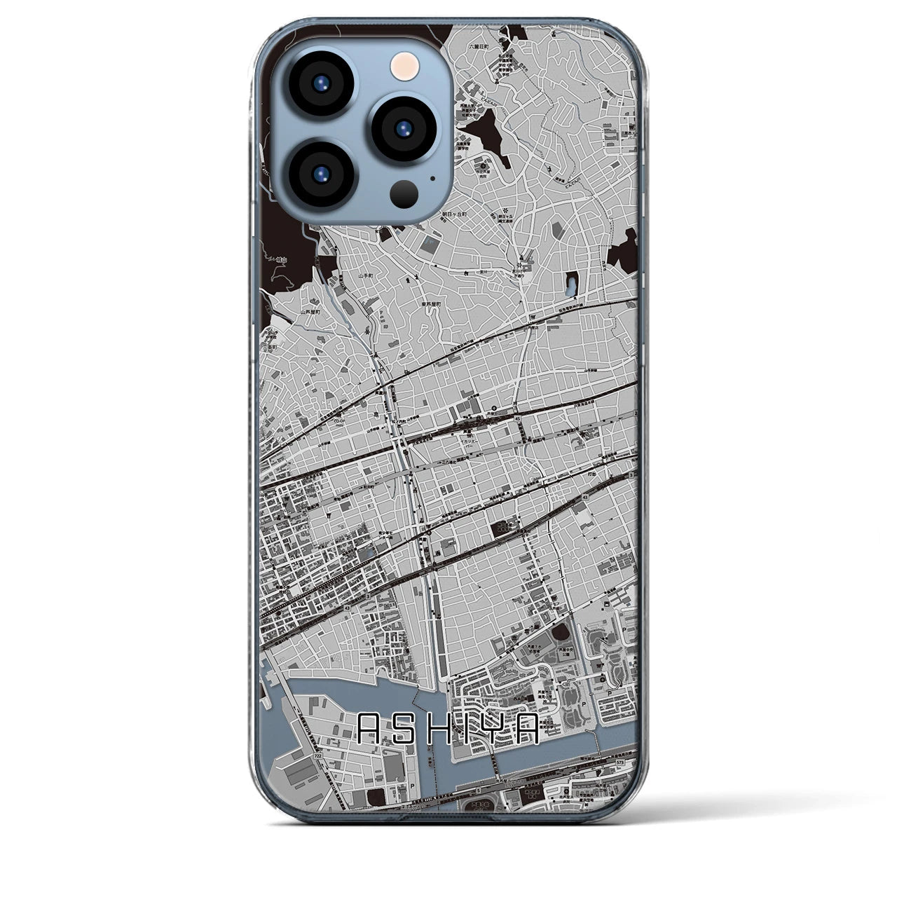 【芦屋(兵庫県)】地図柄iPhoneケース(クリアタイプ)