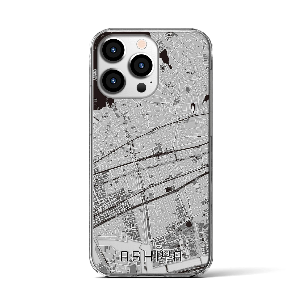 【芦屋(兵庫県)】地図柄iPhoneケース(クリアタイプ)