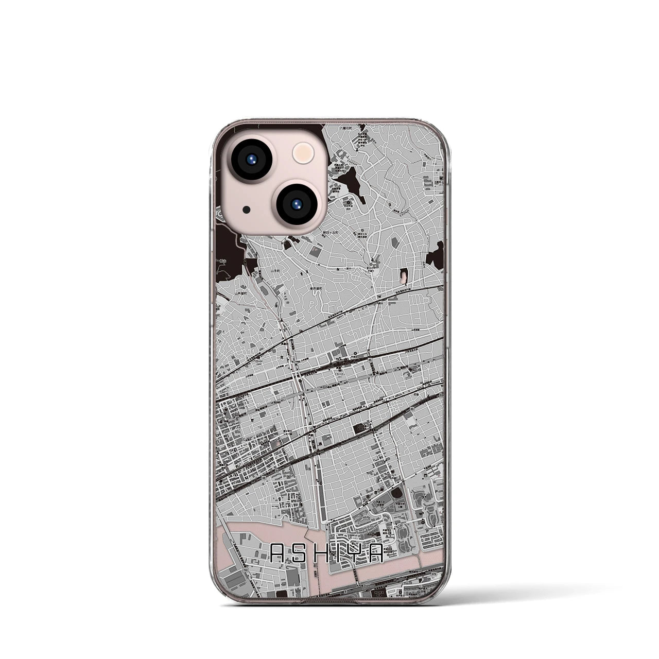 【芦屋(兵庫県)】地図柄iPhoneケース(クリアタイプ)