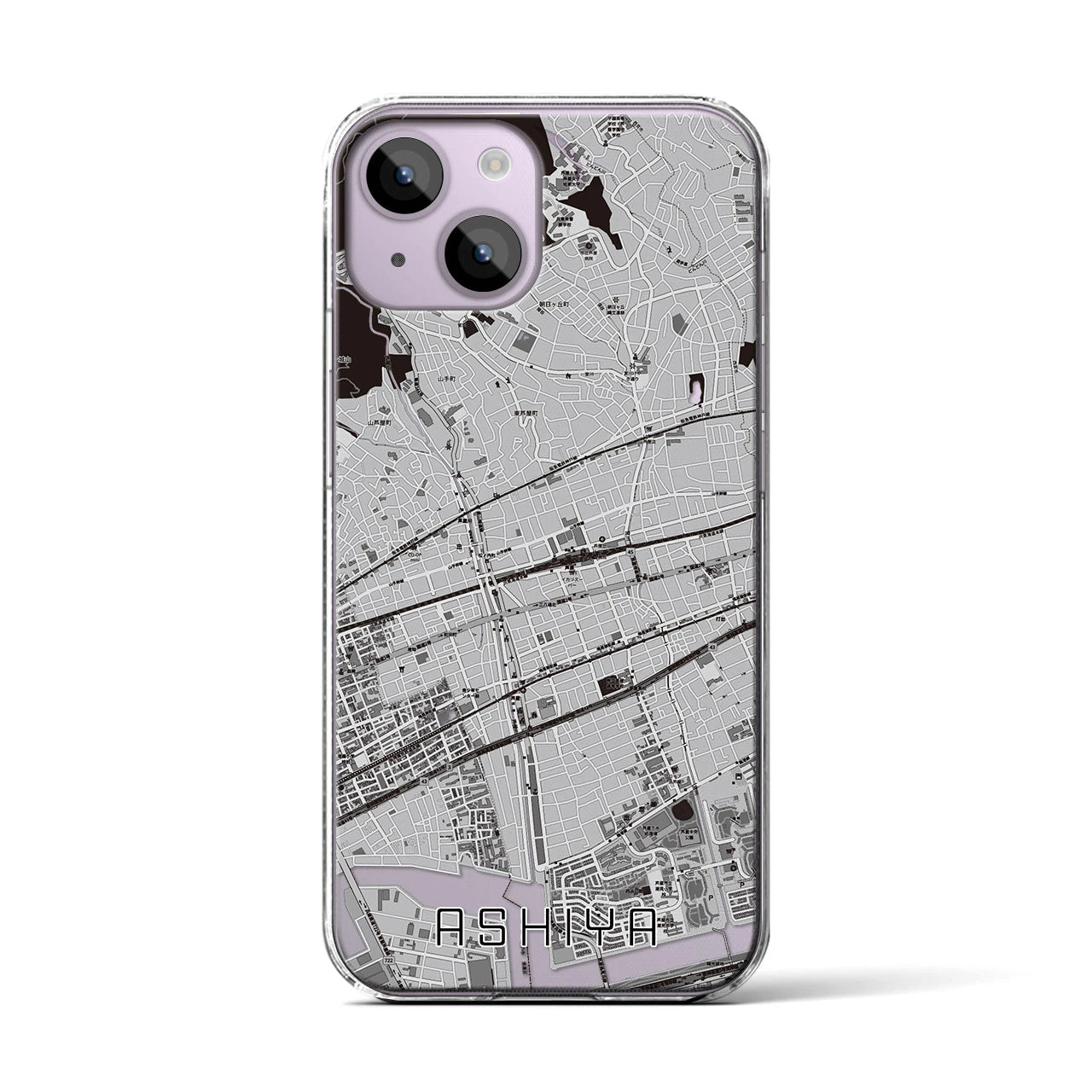 【芦屋(兵庫県)】地図柄iPhoneケース(クリアタイプ)