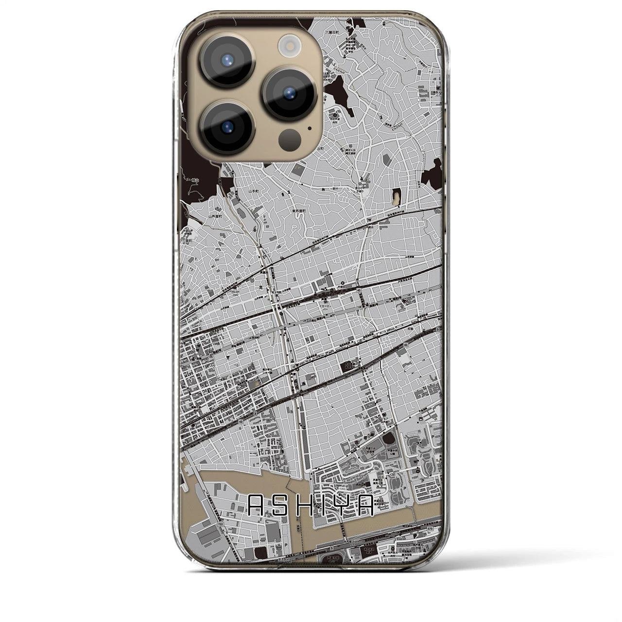 【芦屋(兵庫県)】地図柄iPhoneケース(クリアタイプ)