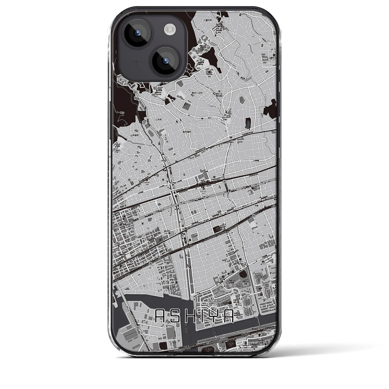 【芦屋(兵庫県)】地図柄iPhoneケース(クリアタイプ)