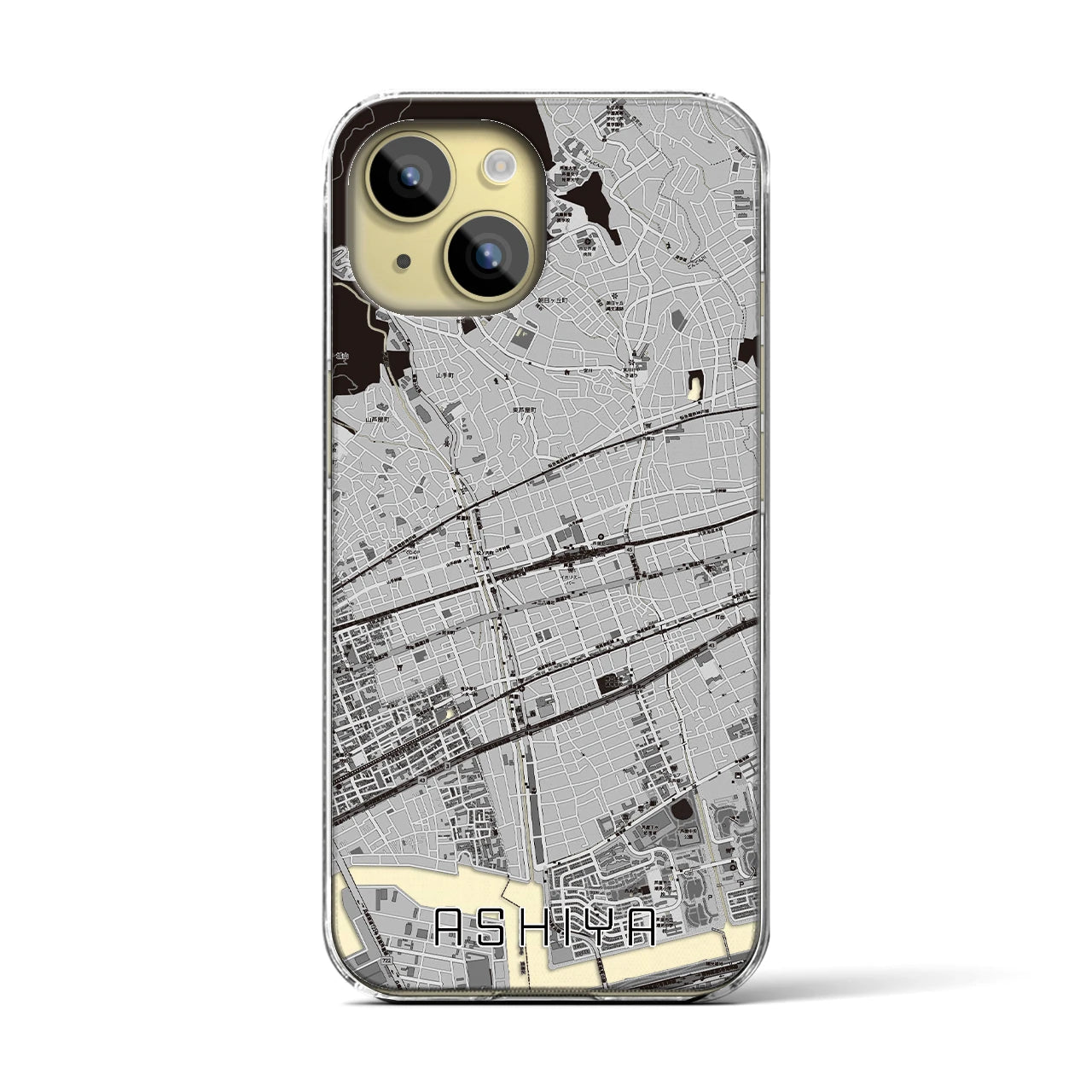 【芦屋(兵庫県)】地図柄iPhoneケース(クリアタイプ)