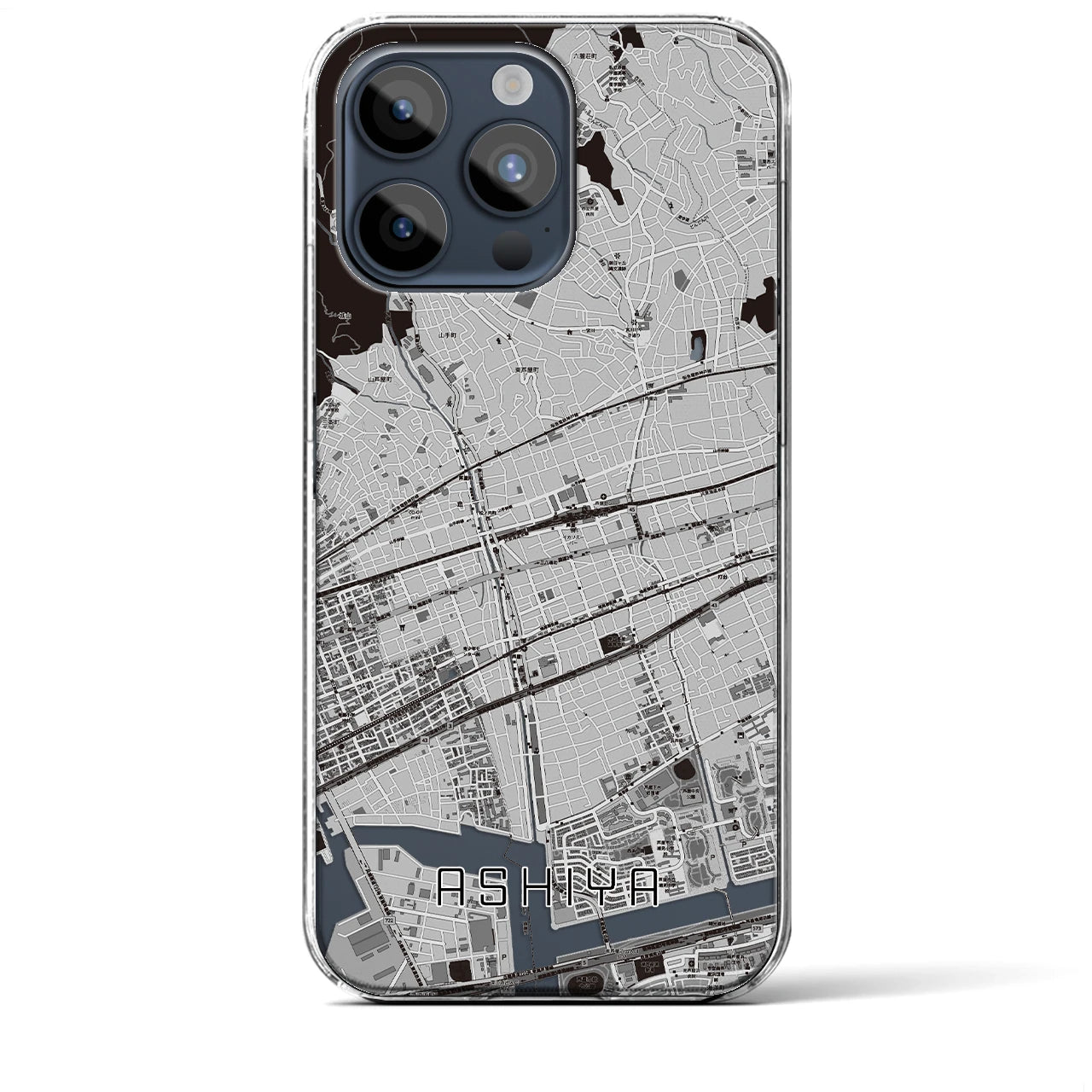 【芦屋(兵庫県)】地図柄iPhoneケース(クリアタイプ)