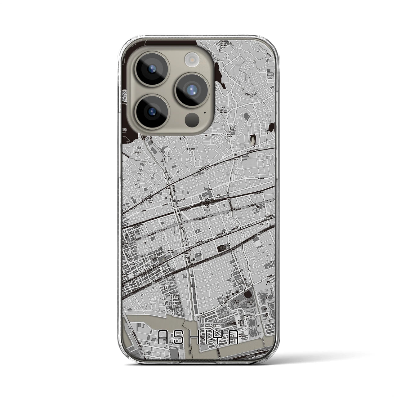 【芦屋(兵庫県)】地図柄iPhoneケース(クリアタイプ)
