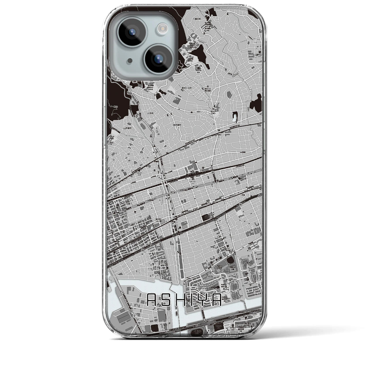 【芦屋(兵庫県)】地図柄iPhoneケース(クリアタイプ)