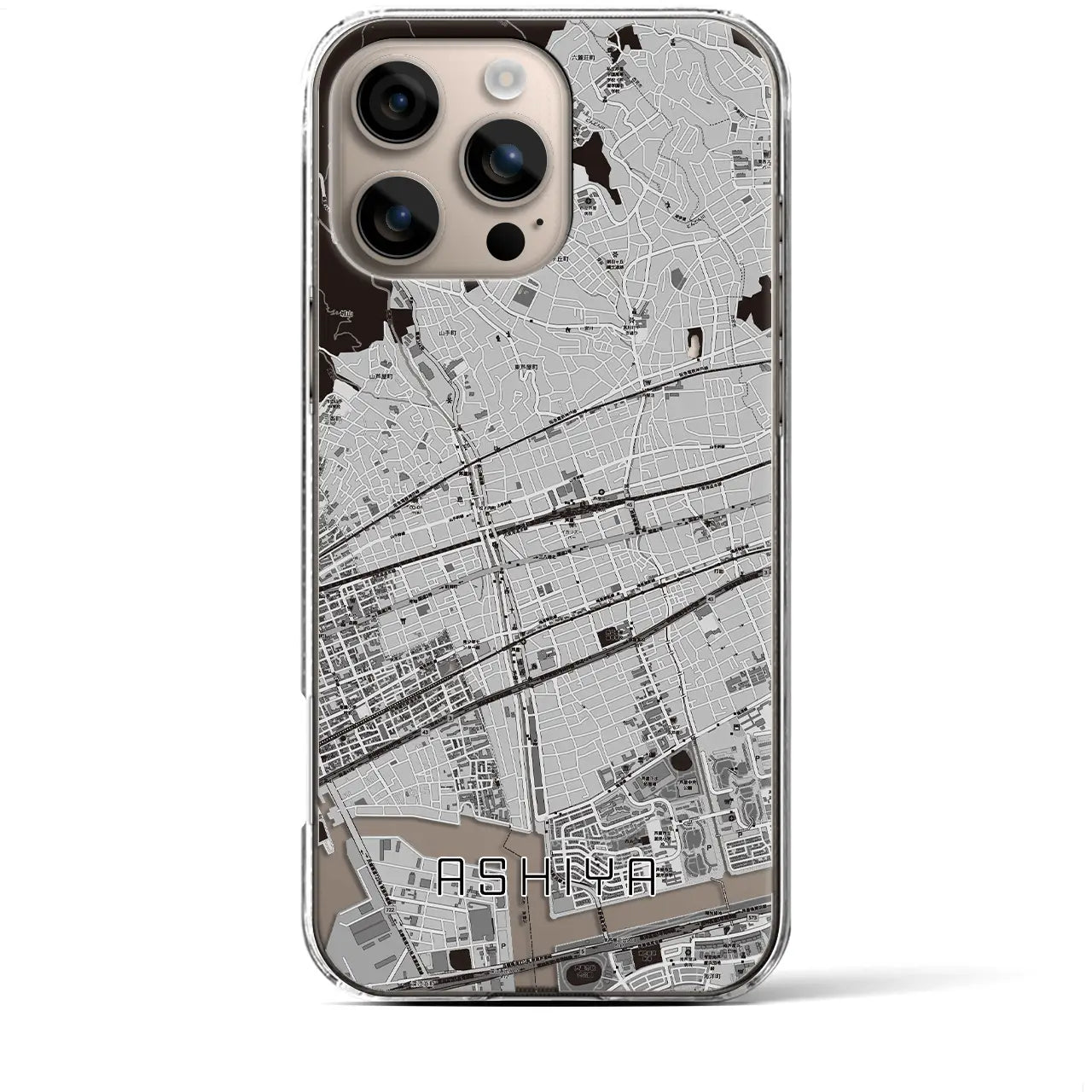 【芦屋(兵庫県)】地図柄iPhoneケース(クリアタイプ)