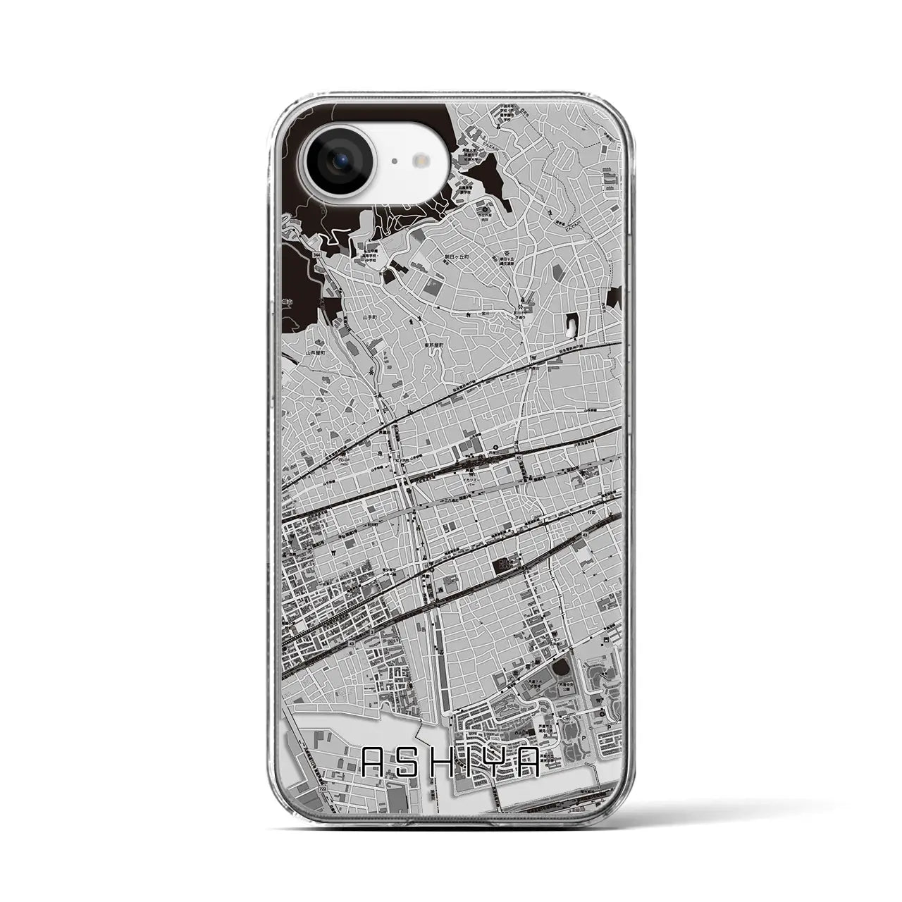 【芦屋(兵庫県)】地図柄iPhoneケース(クリアタイプ)