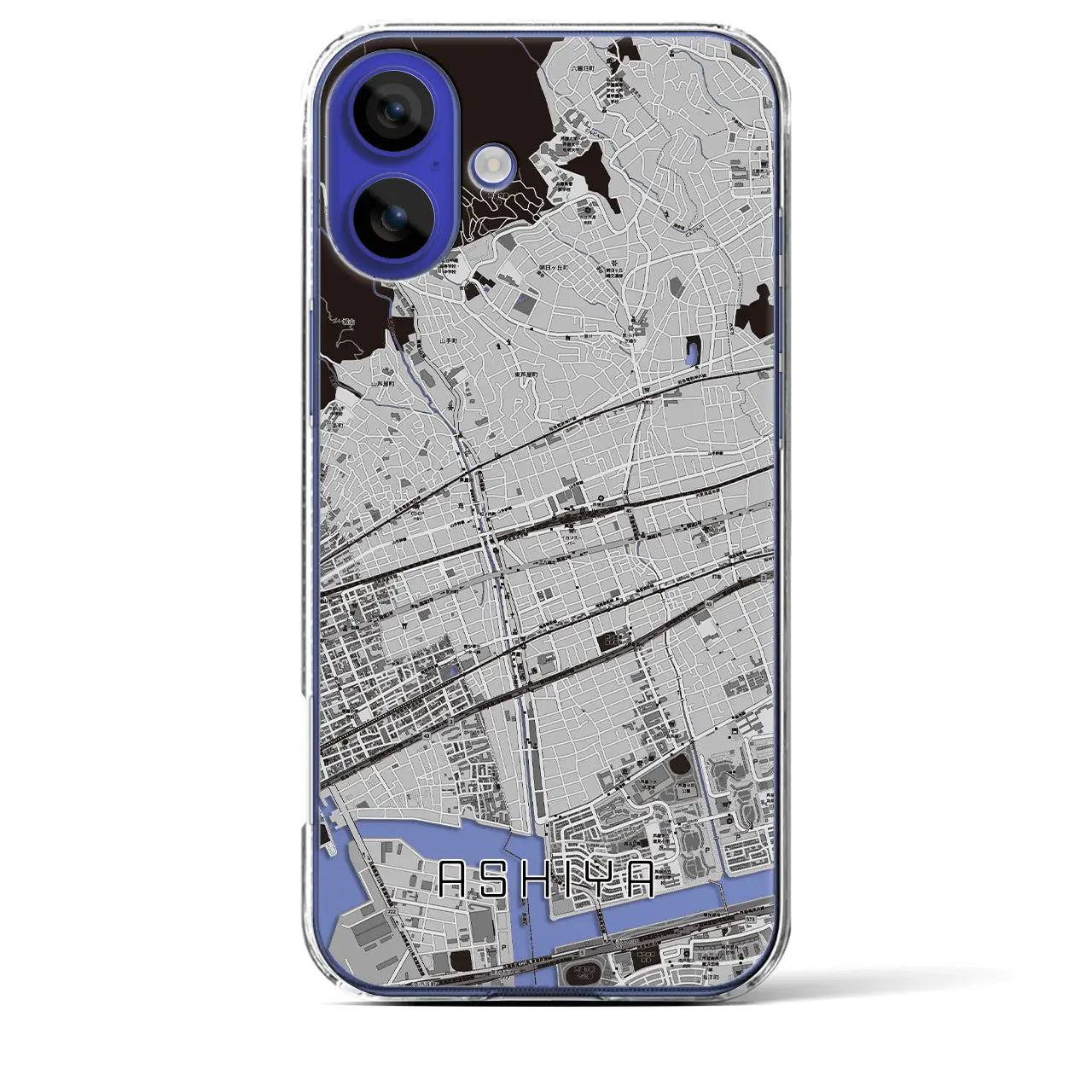 【芦屋(兵庫県)】地図柄iPhoneケース(クリアタイプ)