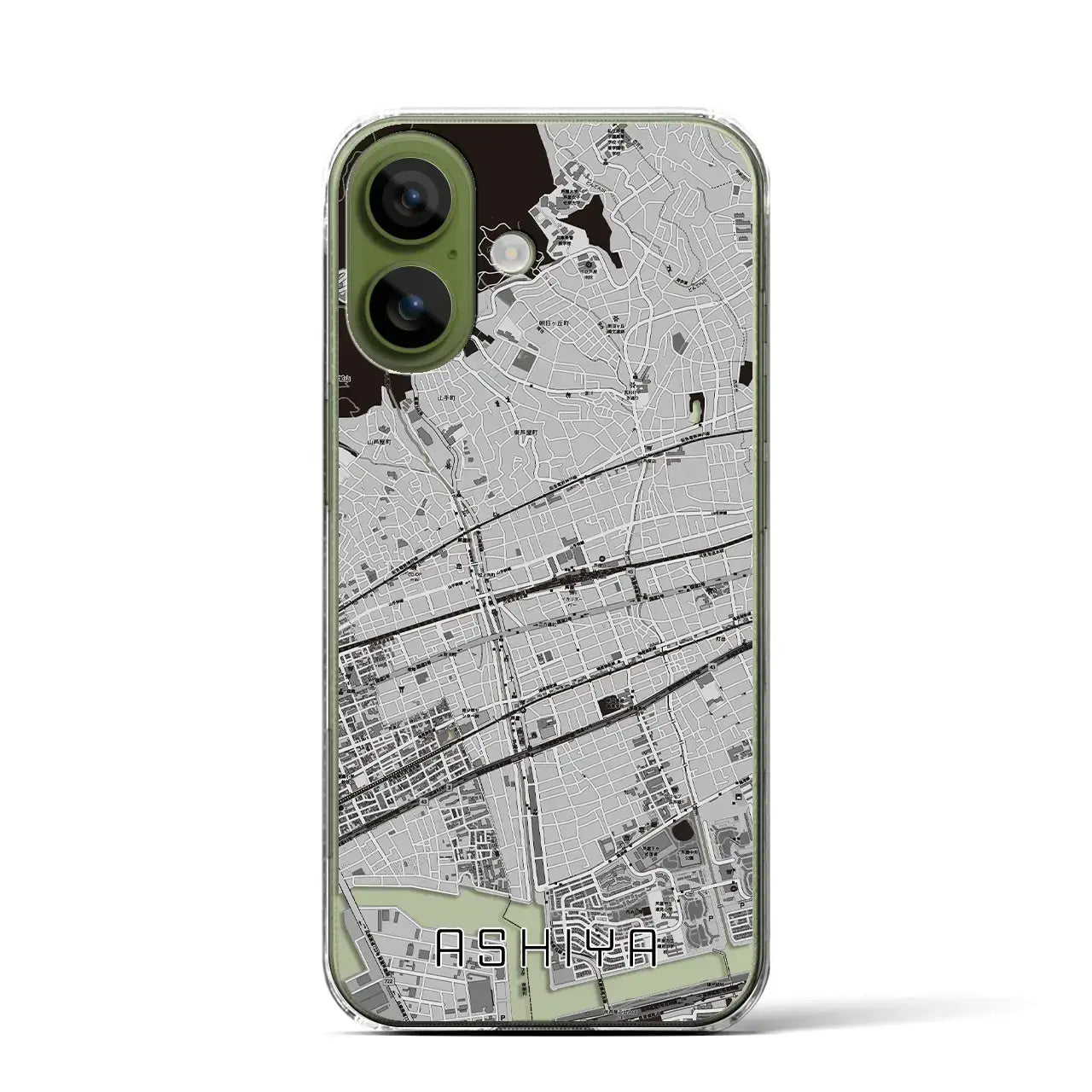 【芦屋(兵庫県)】地図柄iPhoneケース(クリアタイプ)