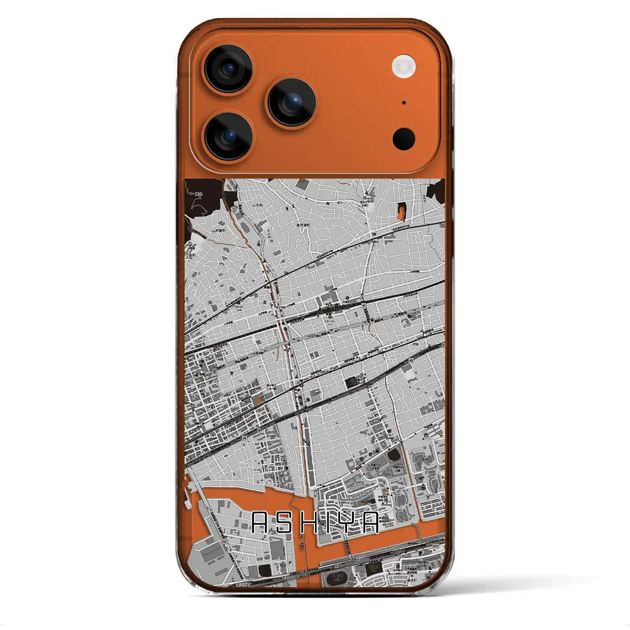【芦屋(兵庫県)】地図柄iPhoneケース(クリアタイプ)モノトーン・iPhone 17 Pro Max 用