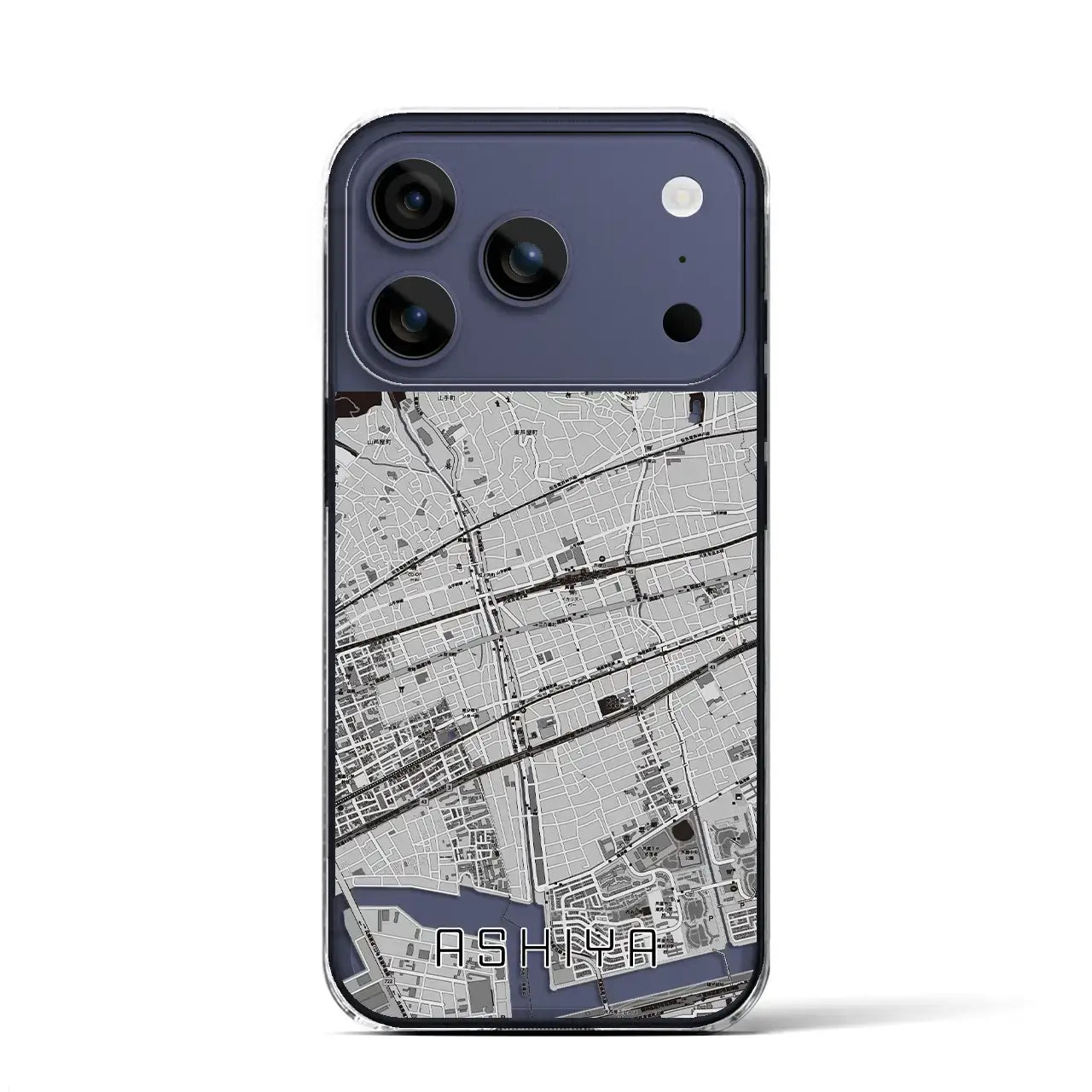 【芦屋(兵庫県)】地図柄iPhoneケース(クリアタイプ)