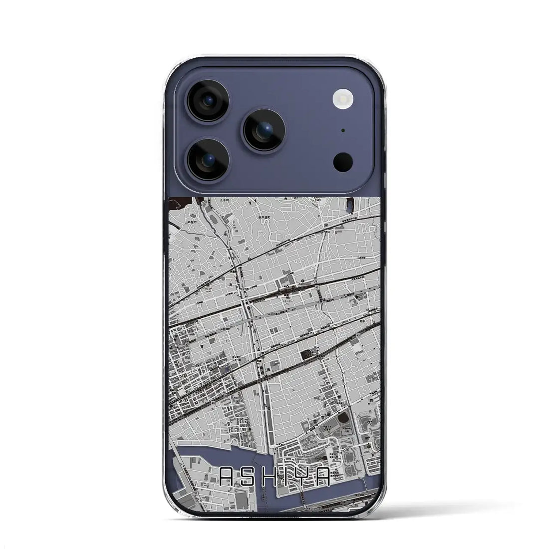 【芦屋(兵庫県)】地図柄iPhoneケース(クリアタイプ)モノトーン・iPhone 17 Pro Max 用