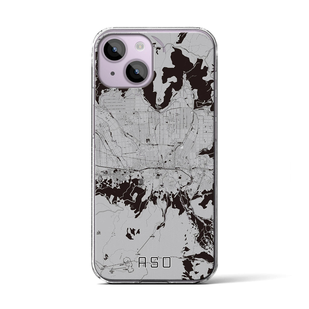 【阿蘇2(熊本県)】地図柄iPhoneケース(クリアタイプ)