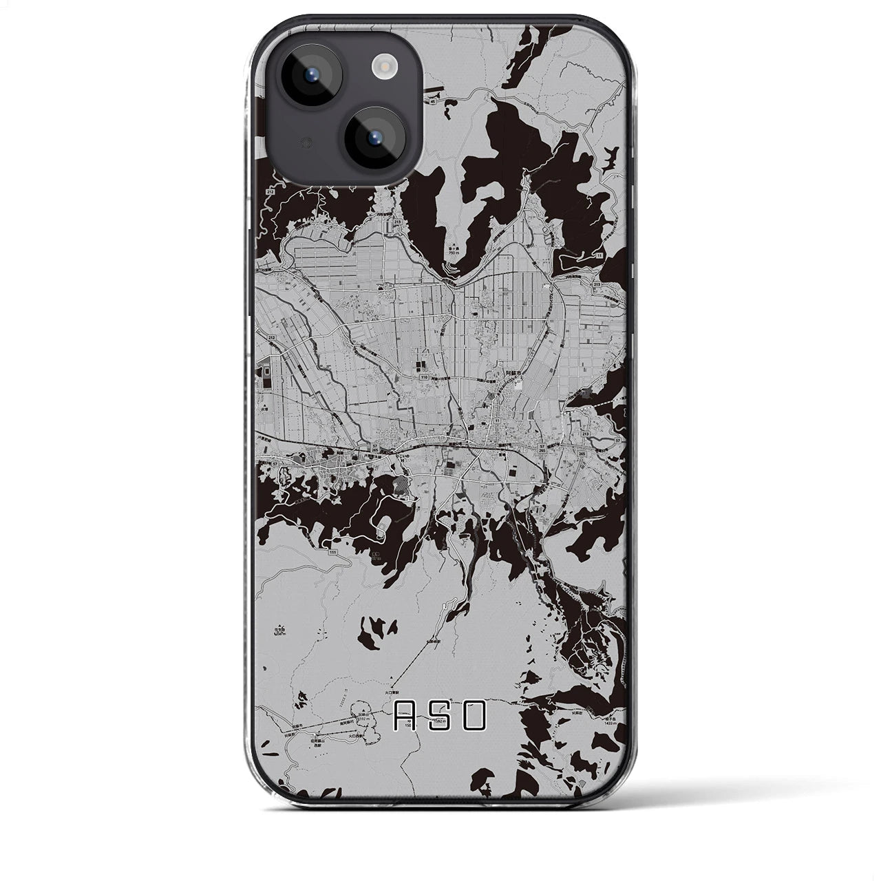 【阿蘇2(熊本県)】地図柄iPhoneケース(クリアタイプ)