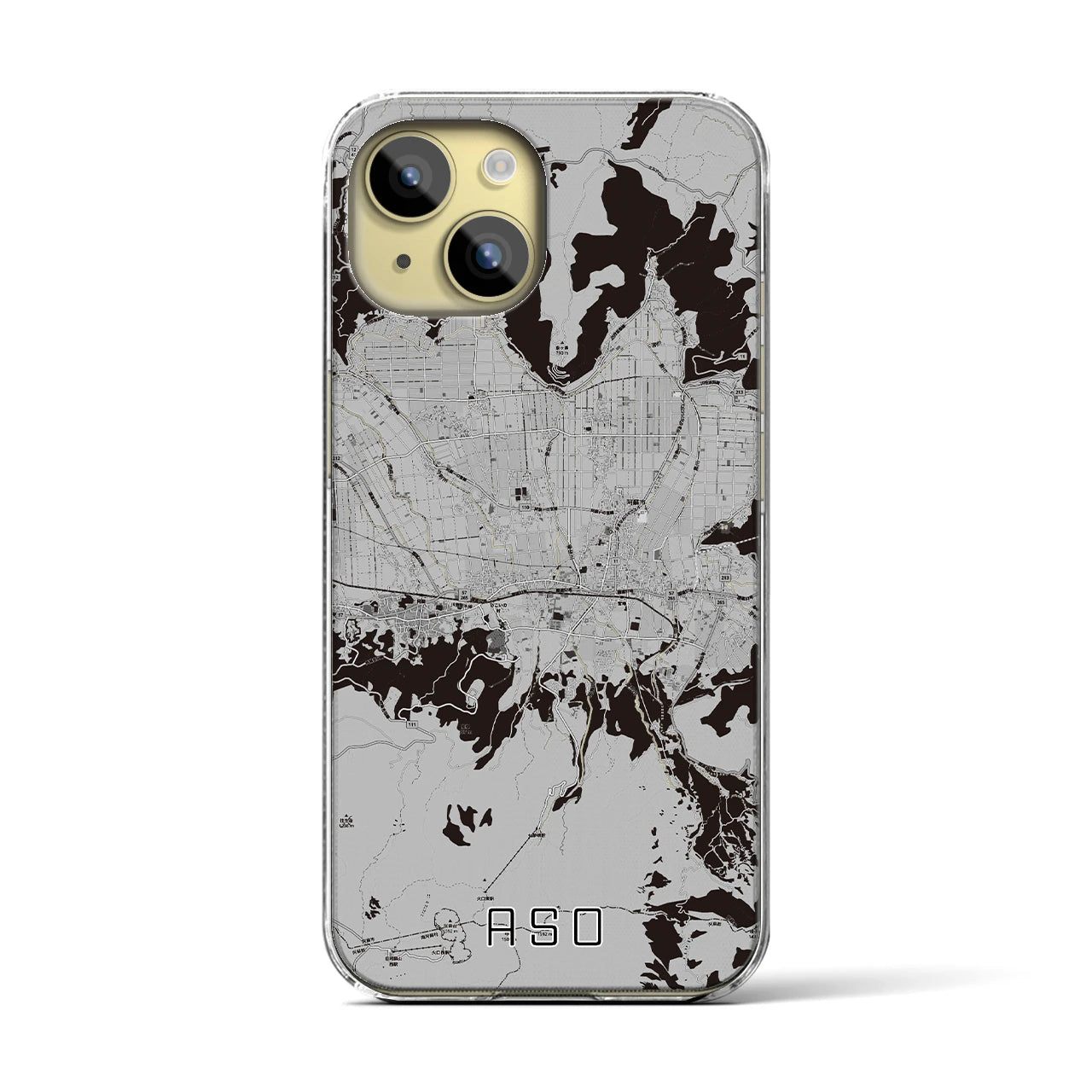 【阿蘇2(熊本県)】地図柄iPhoneケース(クリアタイプ)