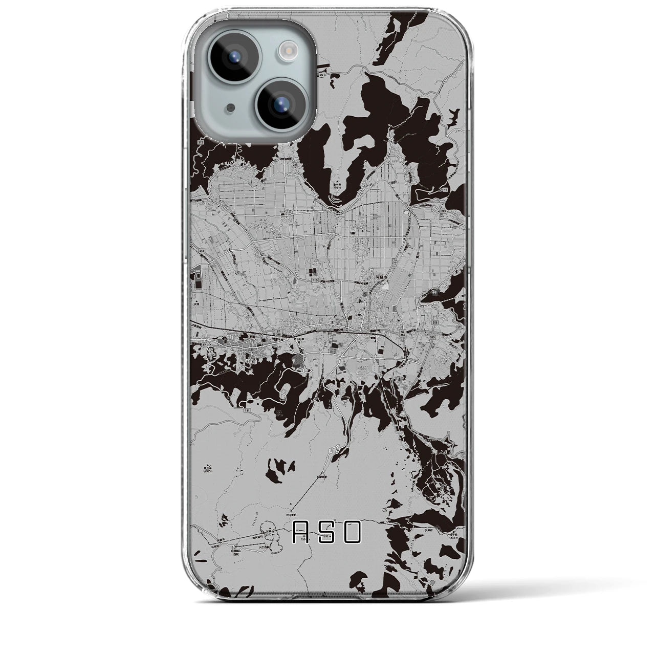 【阿蘇2(熊本県)】地図柄iPhoneケース(クリアタイプ)