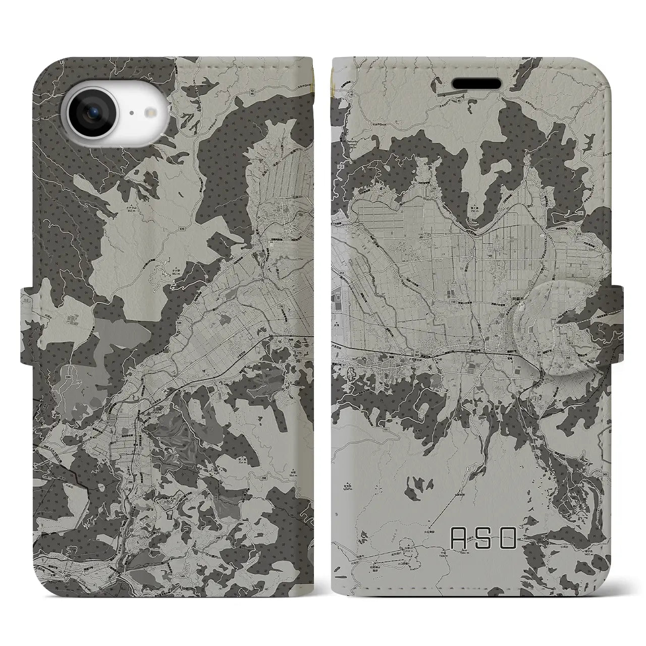 【阿蘇2(熊本県)】地図柄iPhoneケース(手帳タイプ)