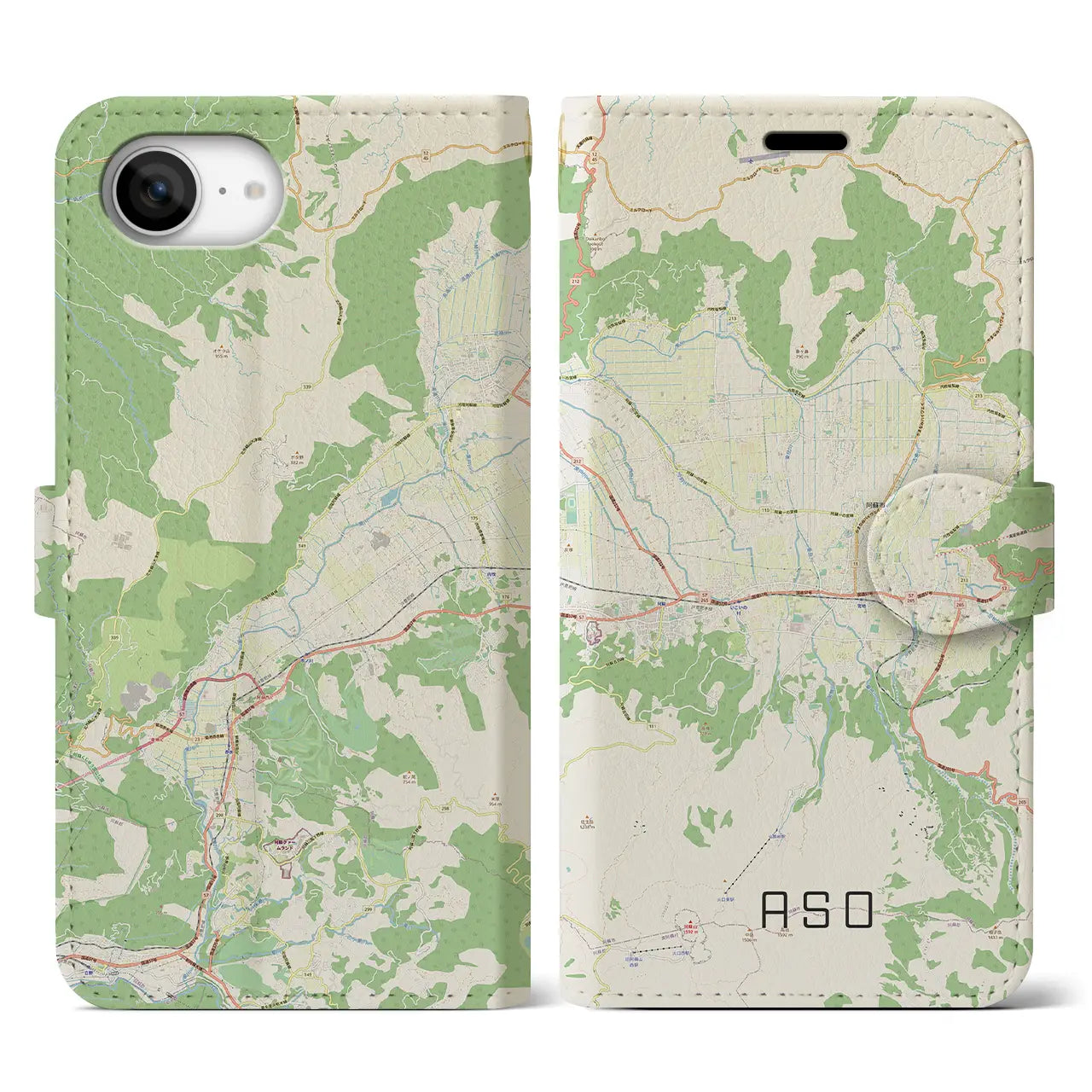 【阿蘇2(熊本県)】地図柄iPhoneケース(手帳タイプ)